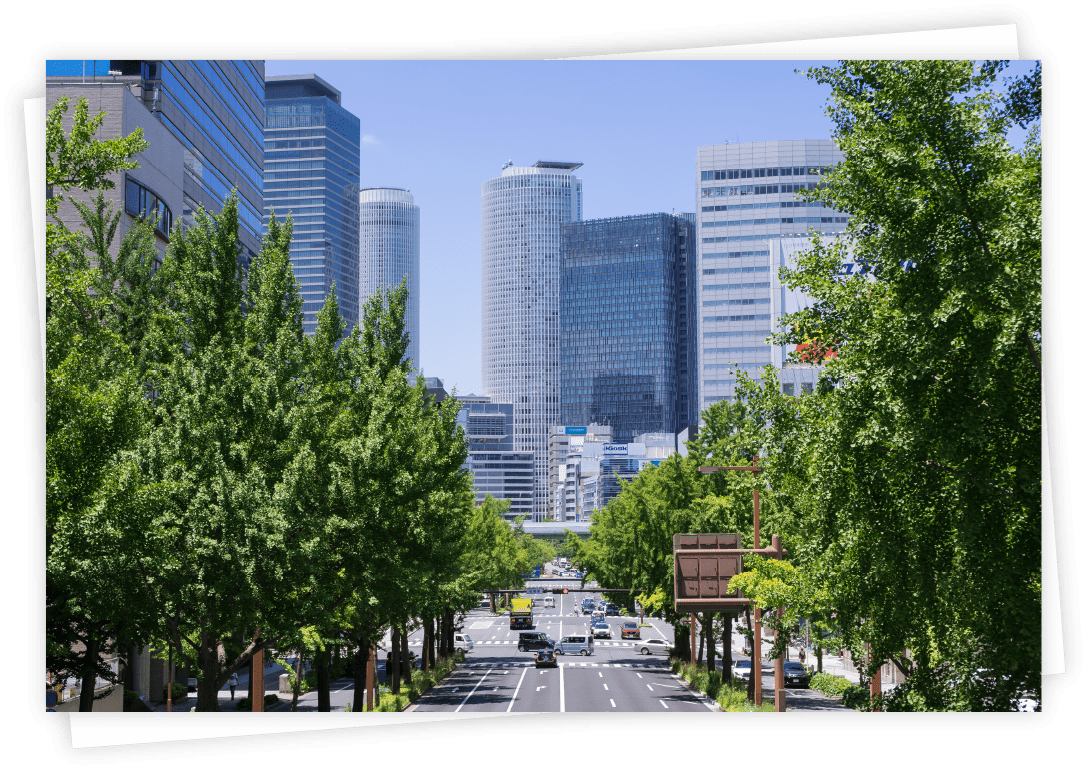 緑豊かな都心の街並み